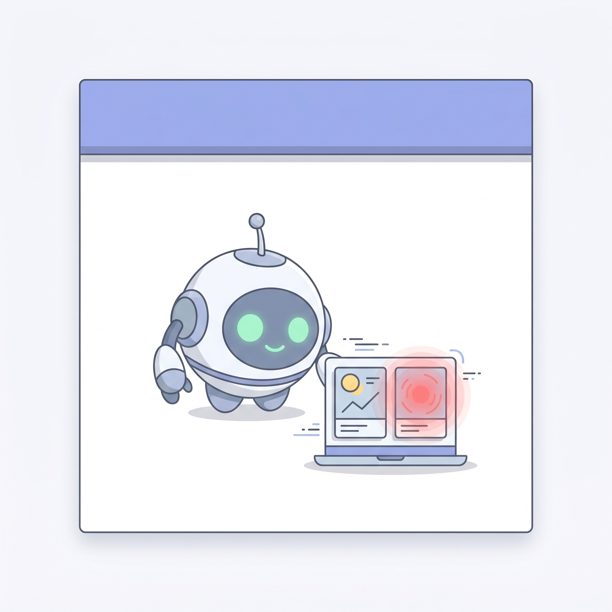 Pip watching a small ad dashboard with one tile pulsing.