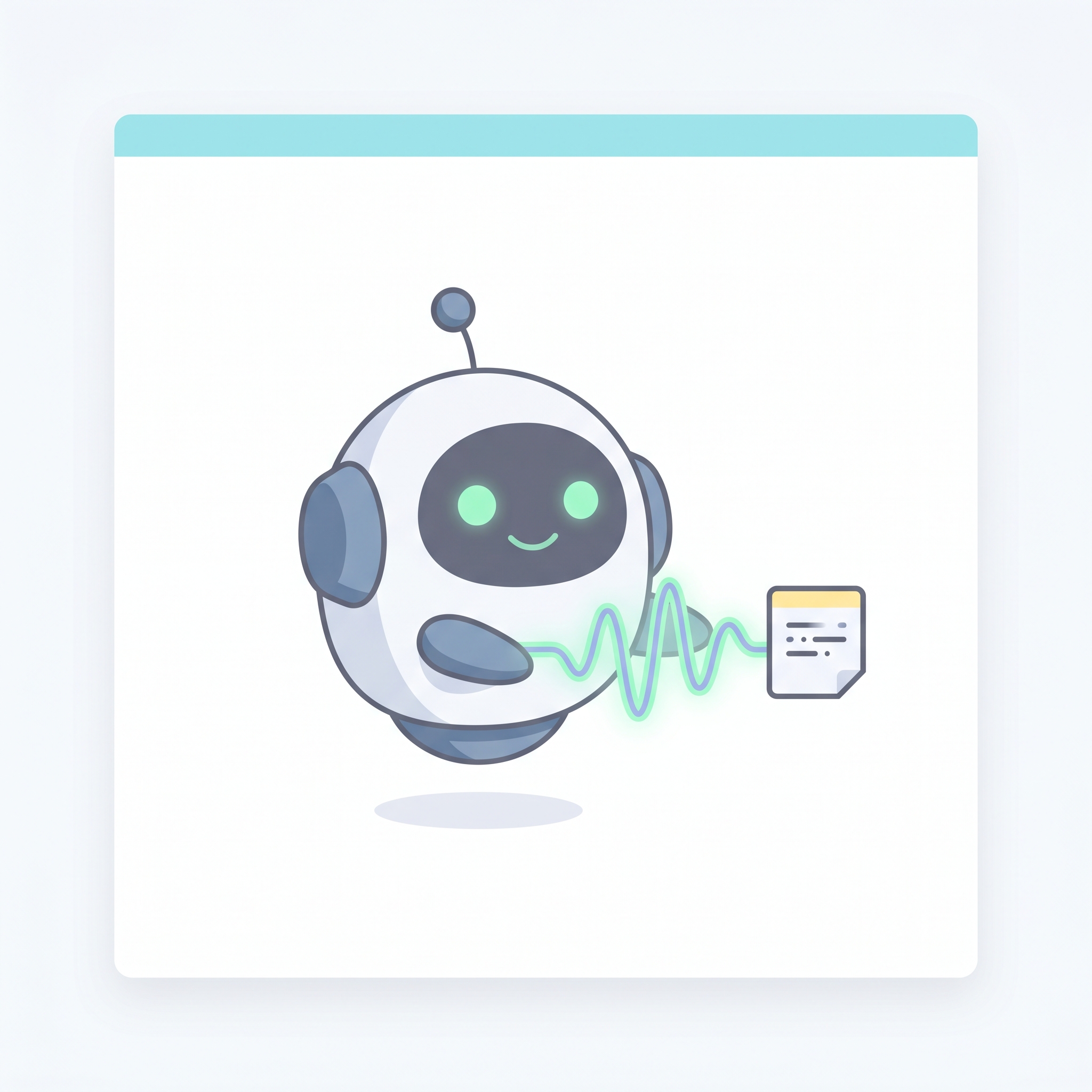Pip with an audio waveform turning into a written note.