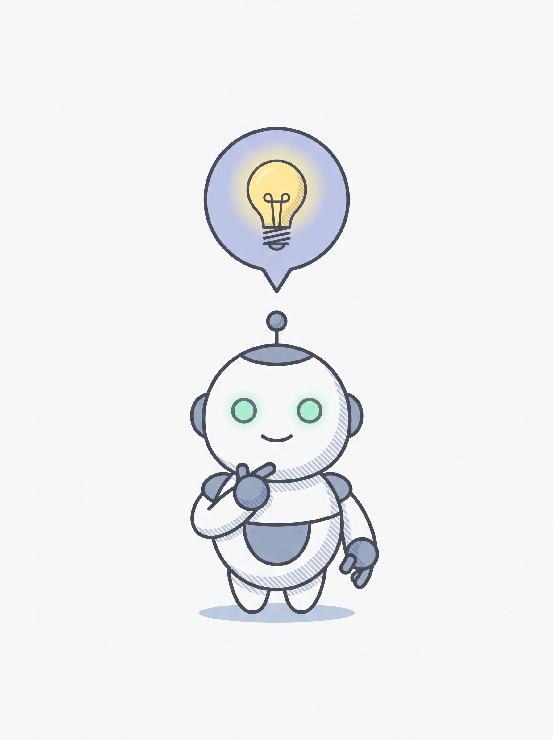 Pip in a thinking pose with a small lightbulb in a thought bubble above its head.