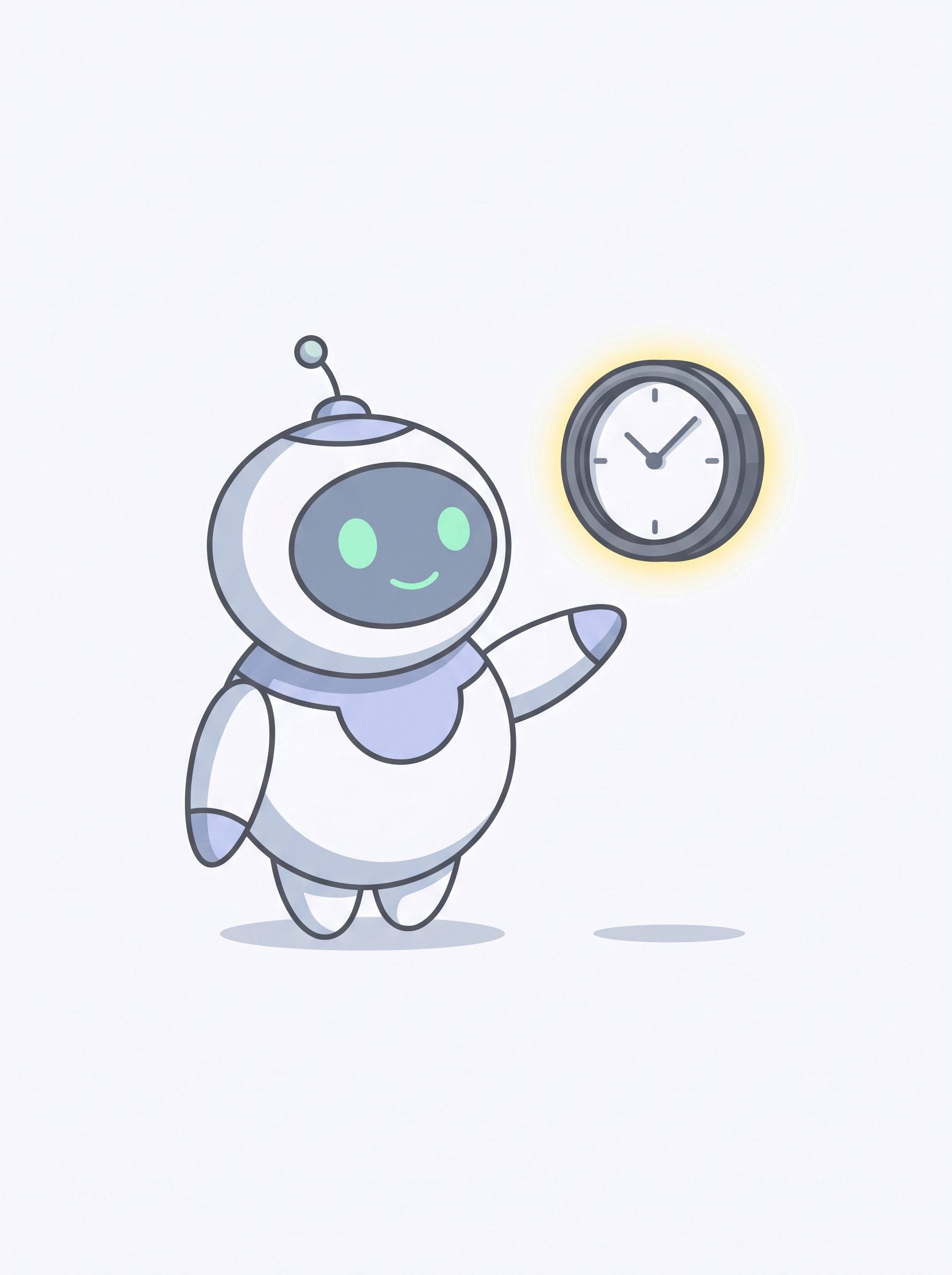 Pip beside a small wall clock floating in the air.