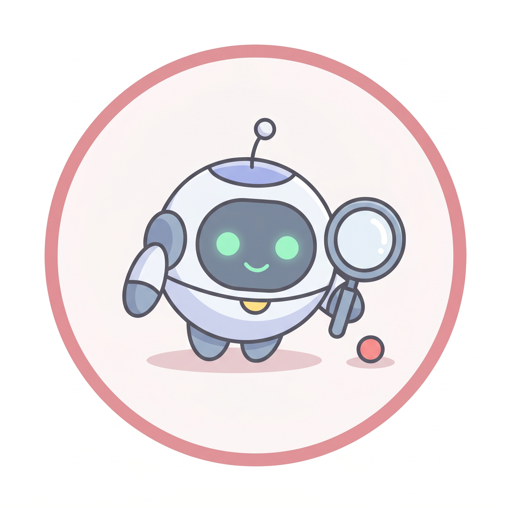 Pip with a magnifying glass over a small soft-red pain-point dot.